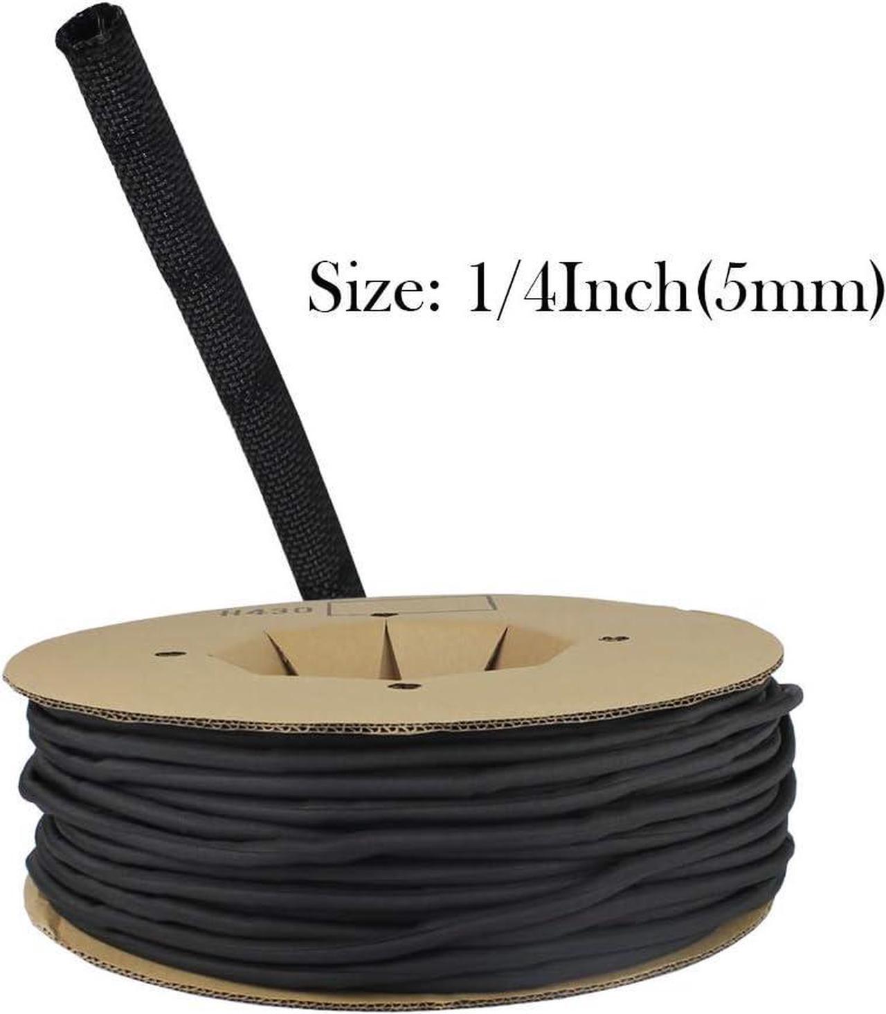 Alt view image 2 of 7 - Black Braided Cable Management Sleeves Wire Loom Tubing Cord Protector Self-Wrapping (1-30Feet)