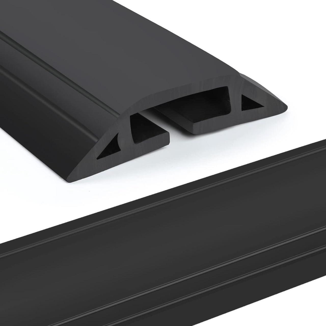 Main image of 10 ft Floor Cord Cover Heavy Duty Cable Protector, Easy to Unroll, Prevent Trip Hazard for Home Office or Outdoor Settings (Black - 2pcs)