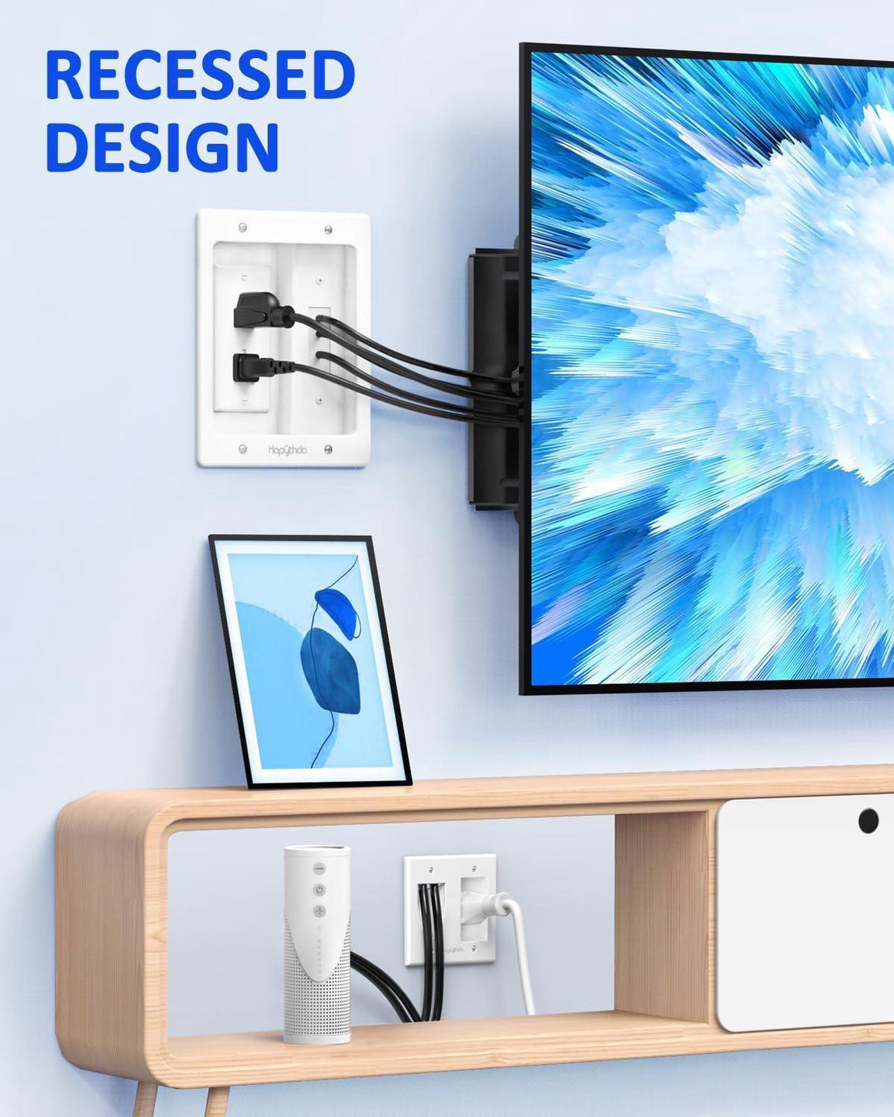 Alt view image 3 of 7 - in Wall Cable Management Kit, Recessed Outlet for Wall Mount TV, Hide TV Power Cables & Low Voltage Wires Behind The Wall, in Wall Power Kit for Home & Office Theater Systerm, White