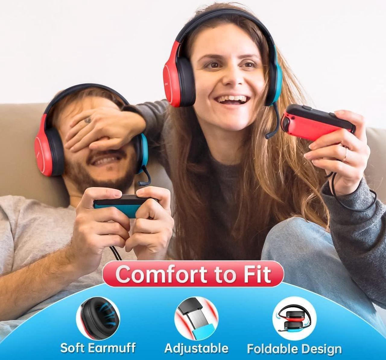 Alt view image 4 of 7 - UT-01 Wireless Gaming Headset for Nintendo Switch Lite OLED Model, 2.4GHz Ultra-Low Latency Bluetooth Gaming Headphone with Removable Microphone, USB-C to USB-A Adapter for PS5, PS4, PC