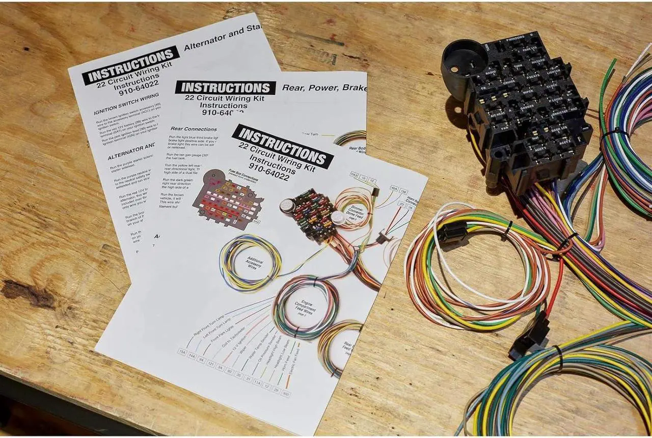 Alt view image 5 of 7 - Universal 22-Circuit Automotive Wiring Harness Kit for GM Tilt Columns - GXL Insulated Copper Wires, Includes Instructions, Ideal for Restorations, Custom Builds and Engine Swaps