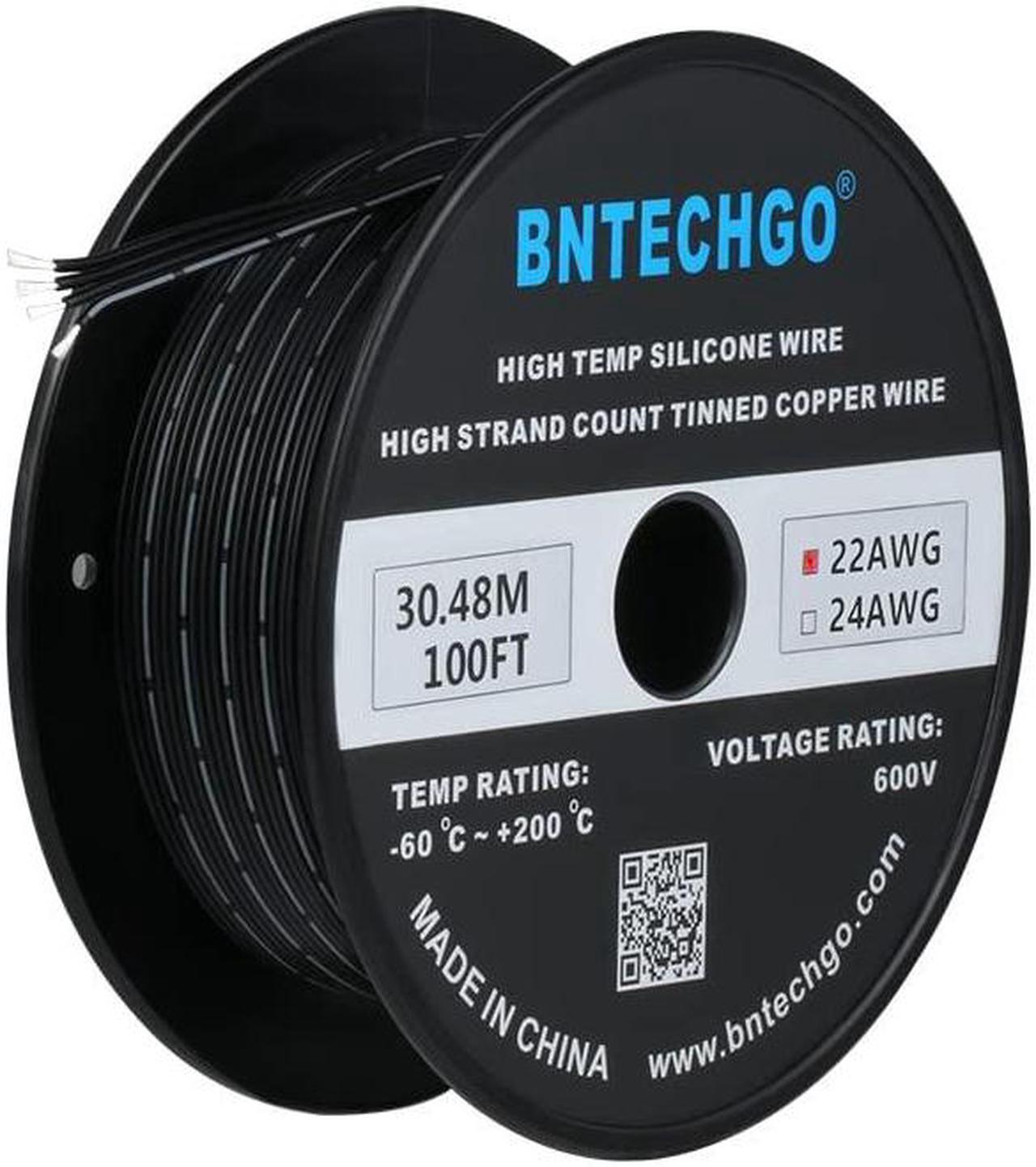 Main image of 22 Gauge Silicone Ribbon Cable Flexible 6P Black 100 ft Flat Cable 22 AWG Stranded Tinned Copper Wire