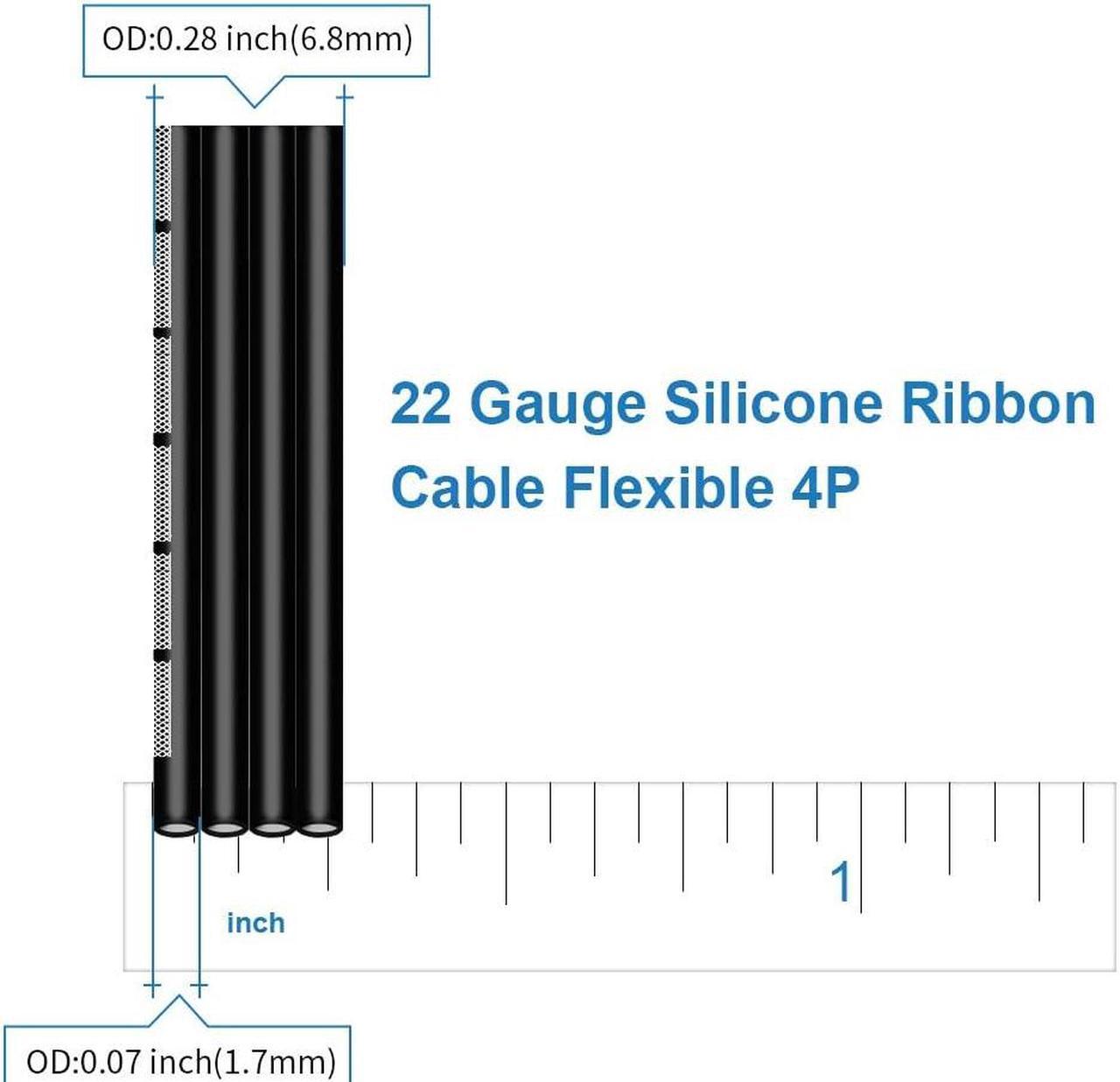 Alt view image 2 of 6 - 22 Gauge Silicone Ribbon Cable Flexible 6P Black 100 ft Flat Cable 22 AWG Stranded Tinned Copper Wire