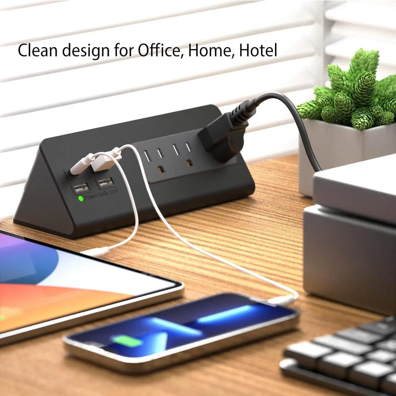 Alt view image 3 of 7 - Edge Mount Power Strip with USB-C Ports Tabletop Surge Protector Desk Clamp Power Sockets with 3 AC Outlets &4 Fast Charging USB Ports for Home Office Hotel and Dormitory (Black(2-Pack))