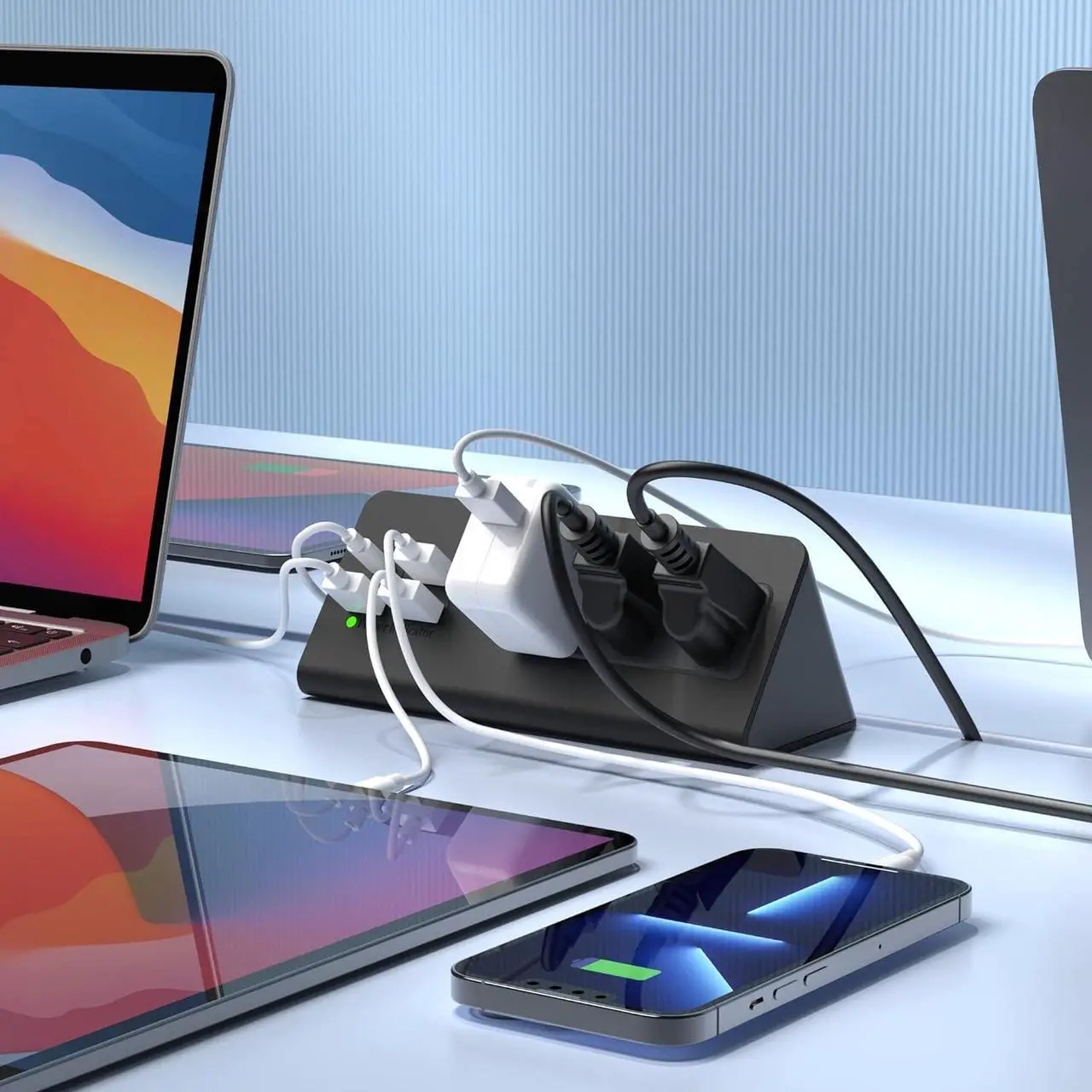 Alt view image 5 of 7 - Edge Mount Power Strip with USB-C Ports Tabletop Surge Protector Desk Clamp Power Sockets with 3 AC Outlets &4 Fast Charging USB Ports for Home Office Hotel and Dormitory (Black(2-Pack))