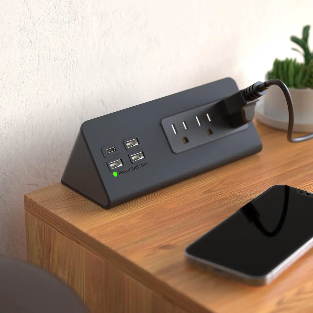 Alt view image 7 of 7 - Edge Mount Power Strip with USB-C Ports Tabletop Surge Protector Desk Clamp Power Sockets with 3 AC Outlets &4 Fast Charging USB Ports for Home Office Hotel and Dormitory (Black(2-Pack))