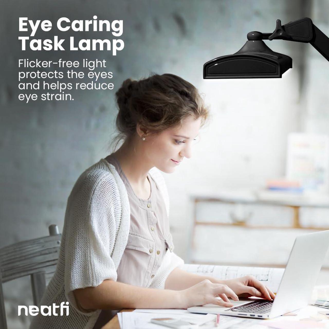 Alt view image 2 of 7 - Ultra 3,500 Lumen LED Desk Lamp, 45W, 26-Inch Wide Metal Shade, 270 SMD LEDs (Non-CCT with Clamp, White)