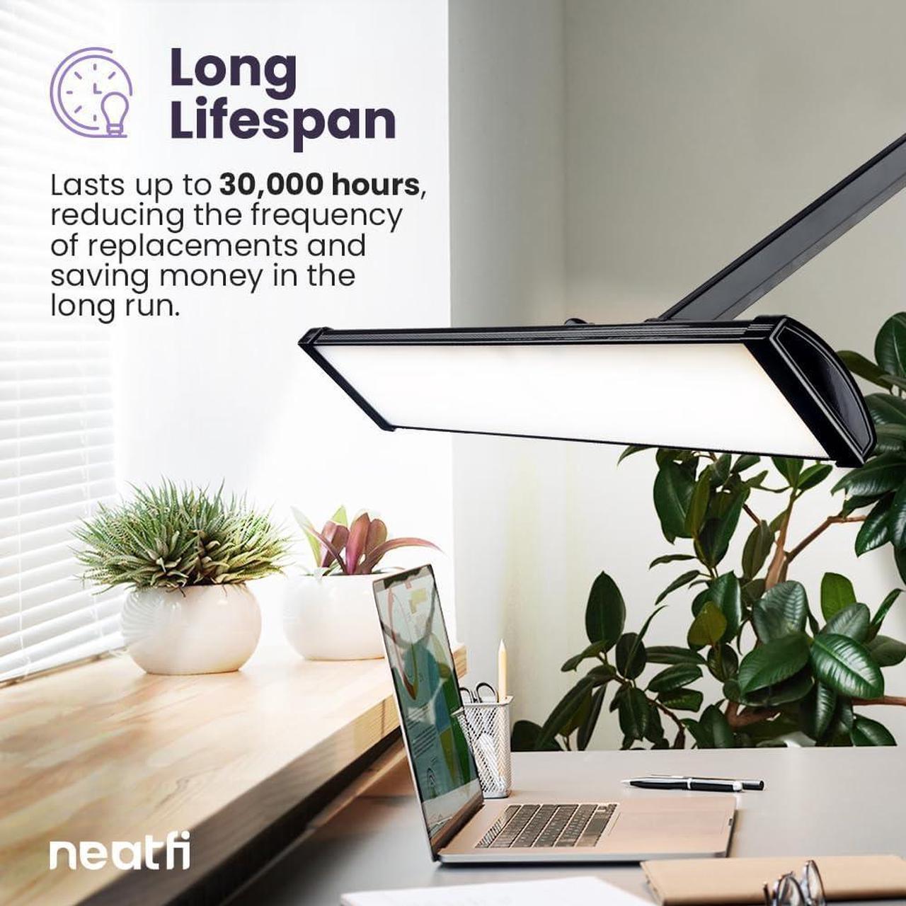 Alt view image 3 of 7 - Ultra 3,500 Lumen LED Desk Lamp, 45W, 26-Inch Wide Metal Shade, 270 SMD LEDs (Non-CCT with Clamp, White)