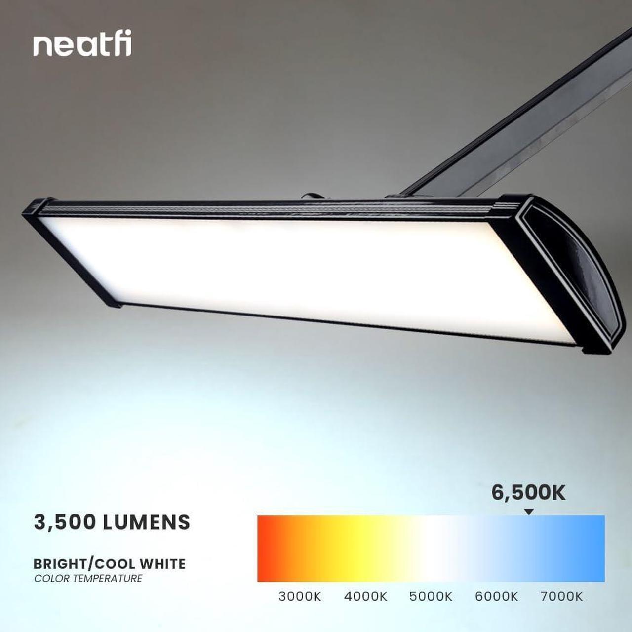 Alt view image 4 of 7 - Ultra 3,500 Lumen LED Desk Lamp, 45W, 26-Inch Wide Metal Shade, 270 SMD LEDs (Non-CCT with Clamp, White)