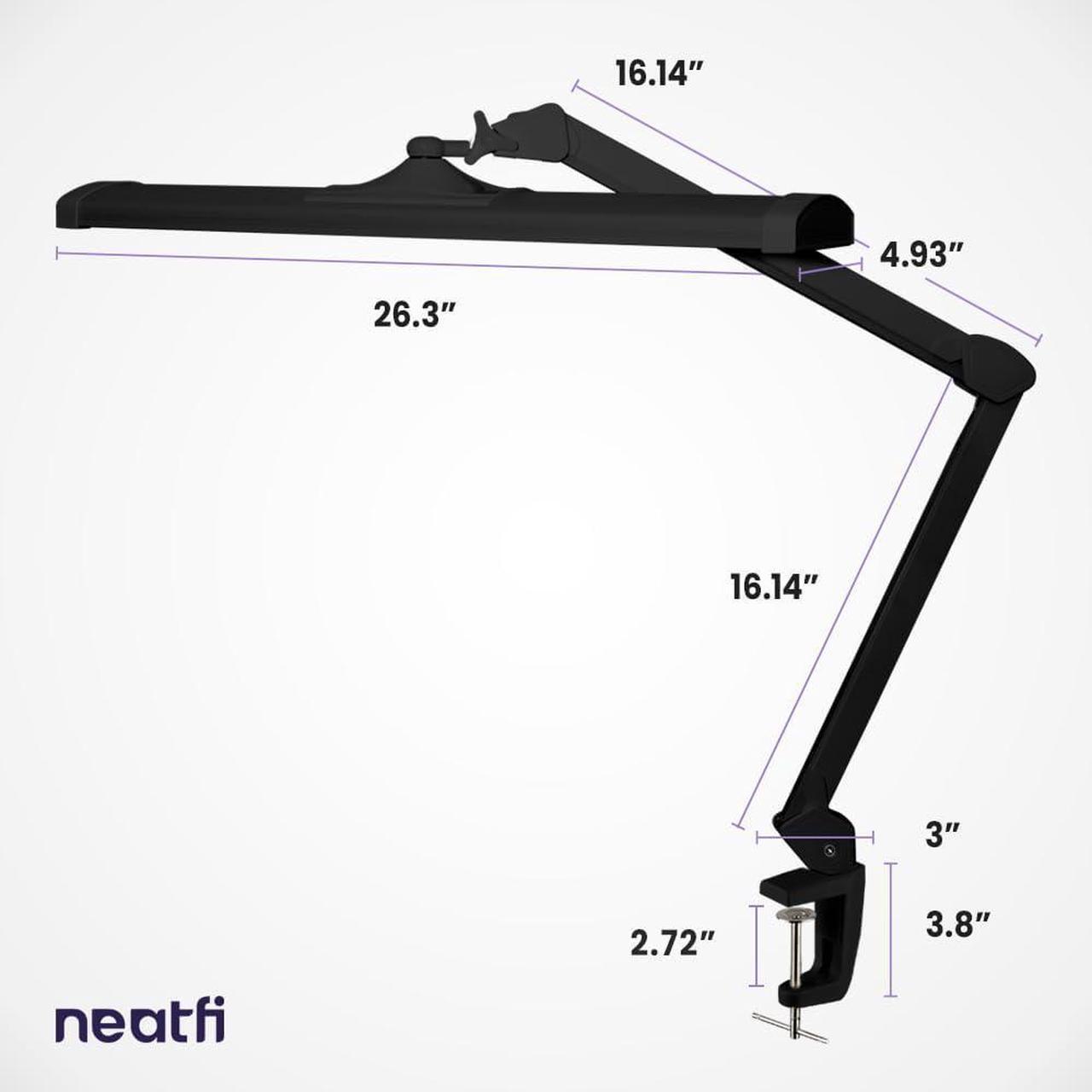 Alt view image 7 of 7 - Ultra 3,500 Lumen LED Desk Lamp, 45W, 26-Inch Wide Metal Shade, 270 SMD LEDs (Non-CCT with Clamp, White)