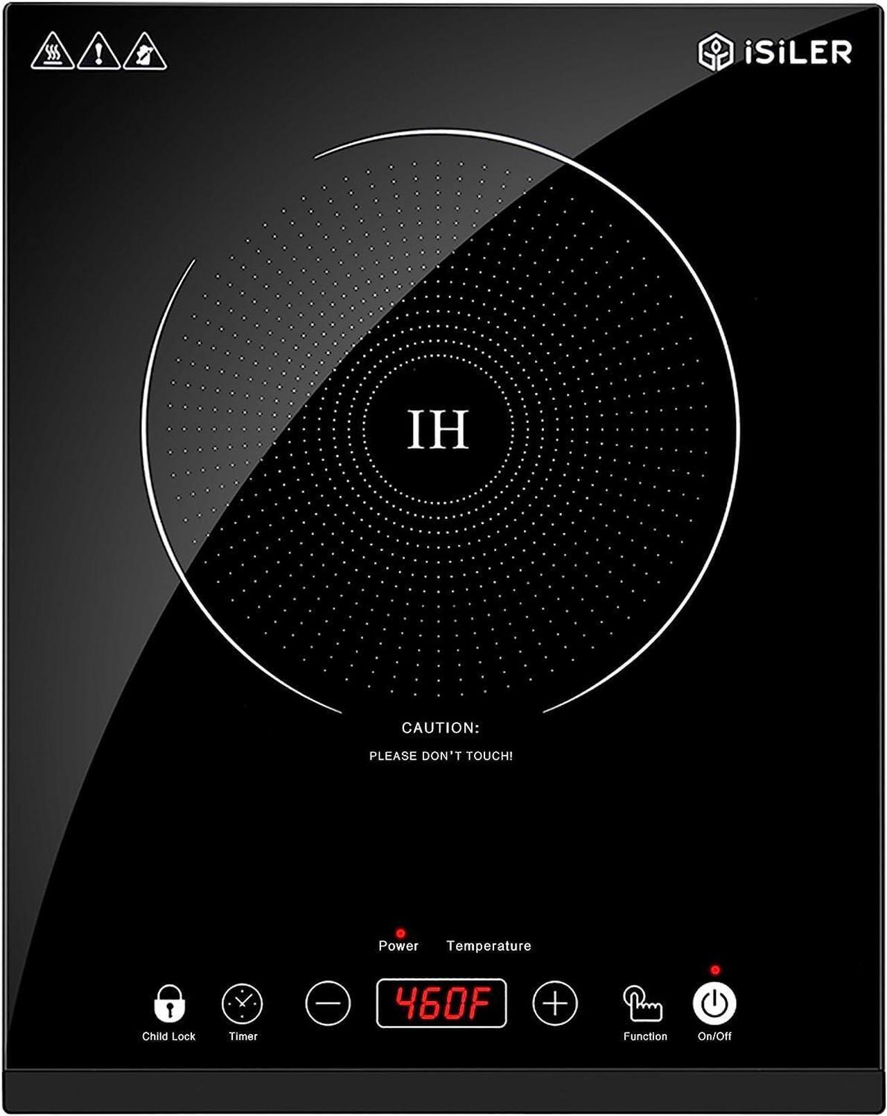 Main image of Portable Induction Cooktop, iSiLER 1800W Sensor Touch Electric Induction Cooker Hot Plate with Kids Safety Lock, 6.7" Heating Coil, 18 Power 17 Temperature Setting Countertop Burner with Timer