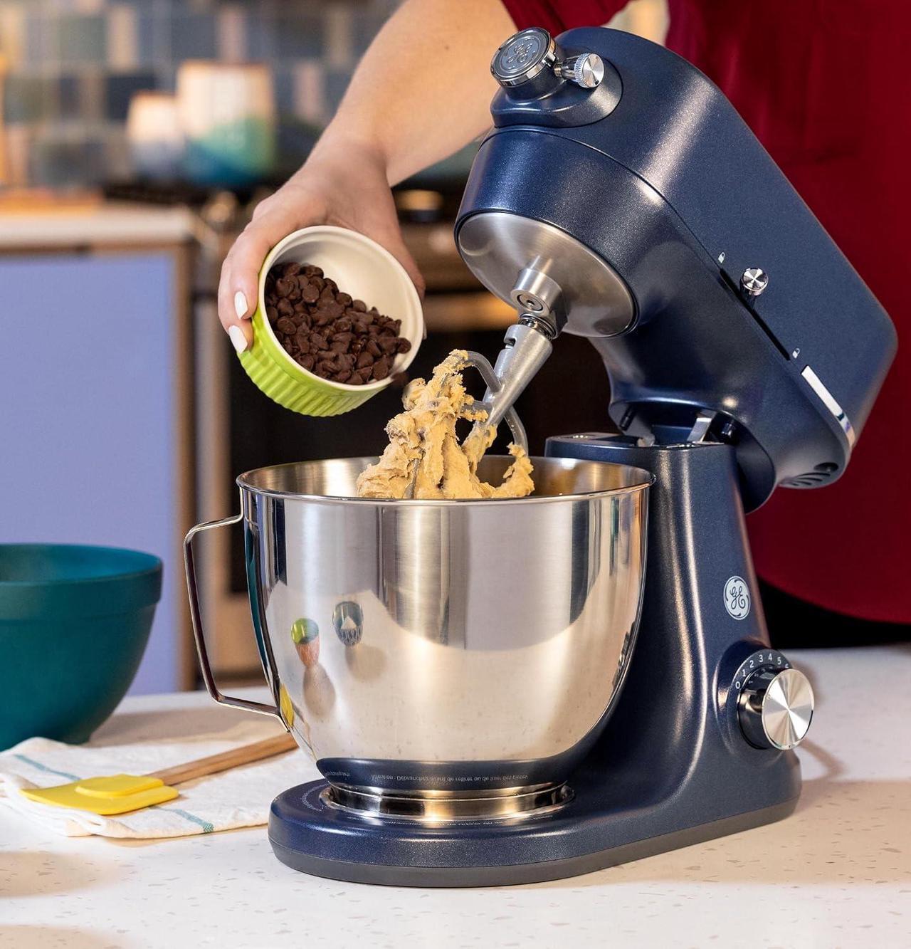 Alt view image 7 of 7 - Electric Stand Mixer | 7-Speed, 350-Watt Motor | Includes 5.3-Quart Bowl, Flat Beater, Dough Hook, Wire Whisk &Pouring Shield | Countertop Kitchen Essentials | Granite Gray