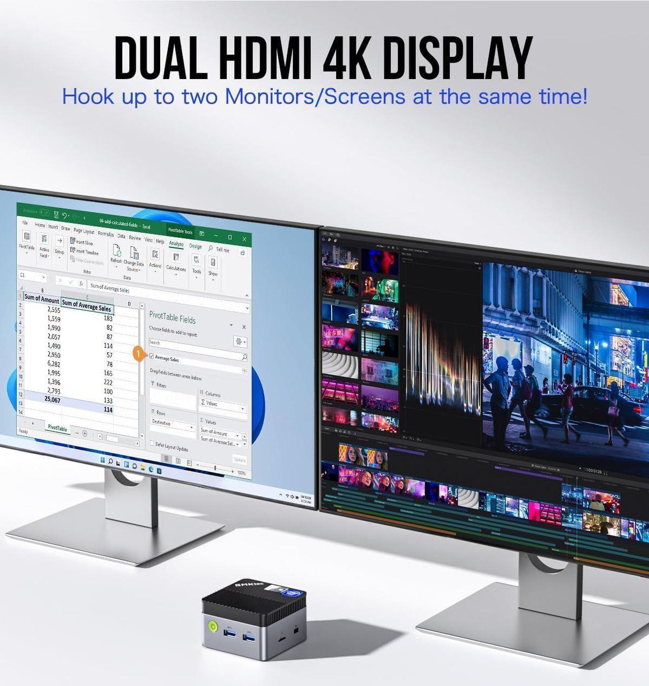 Alt view image 6 of 7 - Mini PC Preinstalled Windows 11 Pro  N5105, 8GB RAM 128GB Hard Drive Desktop Mini Computer, Micro Computer with Dual HDMI 4K, Dual DDR4, Dual WiFi, RJ45 Ethernet, BT4.2 & Cooling Fans