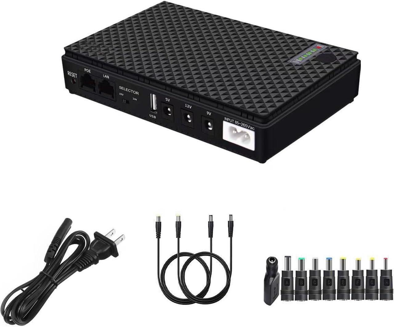 Alt view image 6 of 7 - Mini UPS Battery Backup for Routers,Built-in 10400mAh Rechargeable Surge Protector with POE,Output USB 5V/2A DC 5V/9V/12V 2A for Modem,Security Camera, Smartphones (Black)