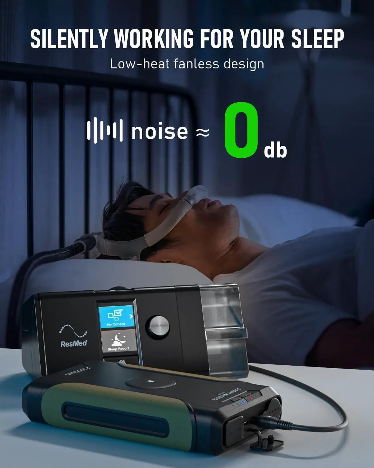 Alt view image 7 of 7 - CPAP Battery Backup ES720, 72000mAh CPAP Power Supply with 4 Cables for ResMed S9/ AirMini/AirSense 10/ AirCurve 10/ AirSense 11/ Philips Dreamstation, 266.4Wh Battery for Outdoor Camping