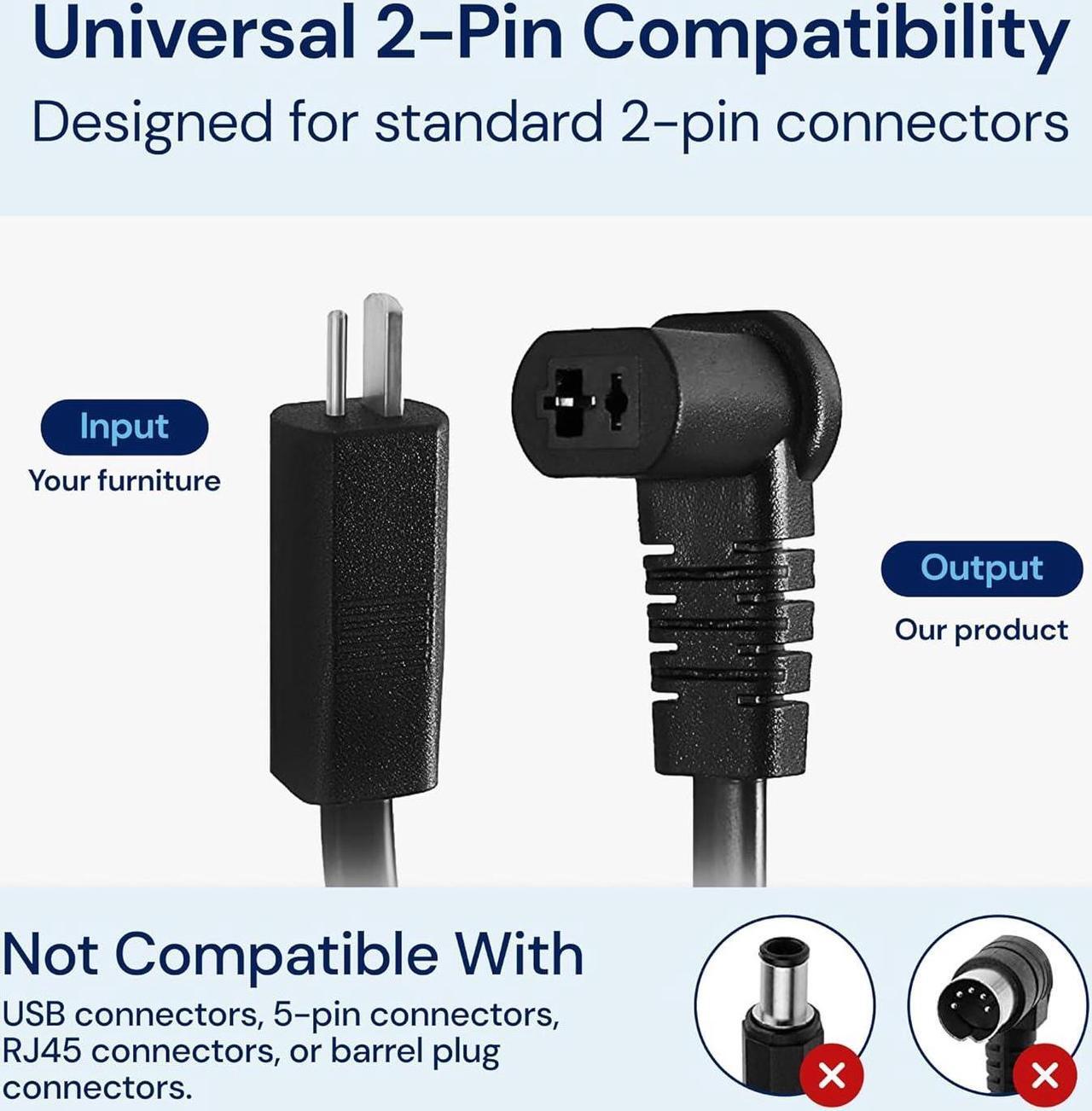 Alt view image 2 of 7 - Universal Battery Pack for Reclining Furniture with LCD Display - 2500mAh Recliner Battery Pack Rechargeable  Recliner Power Supply for 2-Pin Motion Furniture - Battery Only
