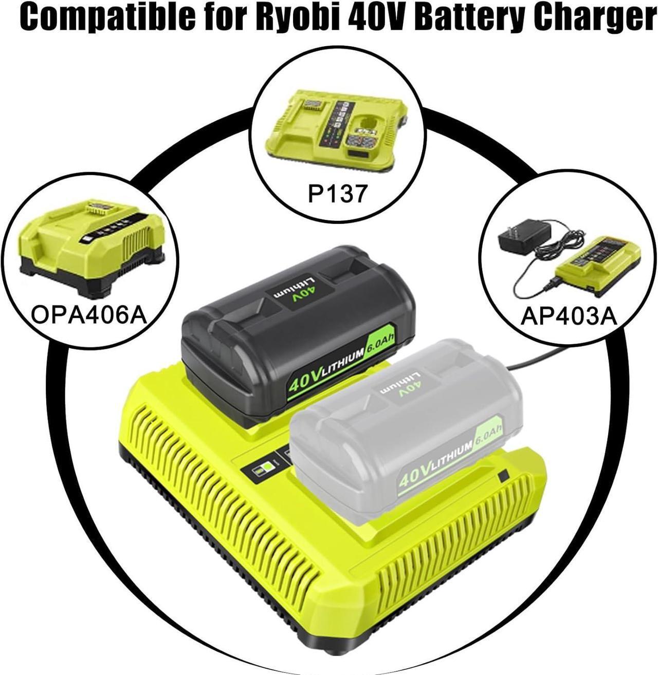 Alt view image 2 of 7 - 2 Packs OP4060A 6.0Ah 40V Battery Replacement for RYOBI 40V Battery OP4040A OP4026 OP4030A OP4050A OP4060A1, Backup 40V Battery Compatible for Ryobi 40V Collection Cordless Power Tools