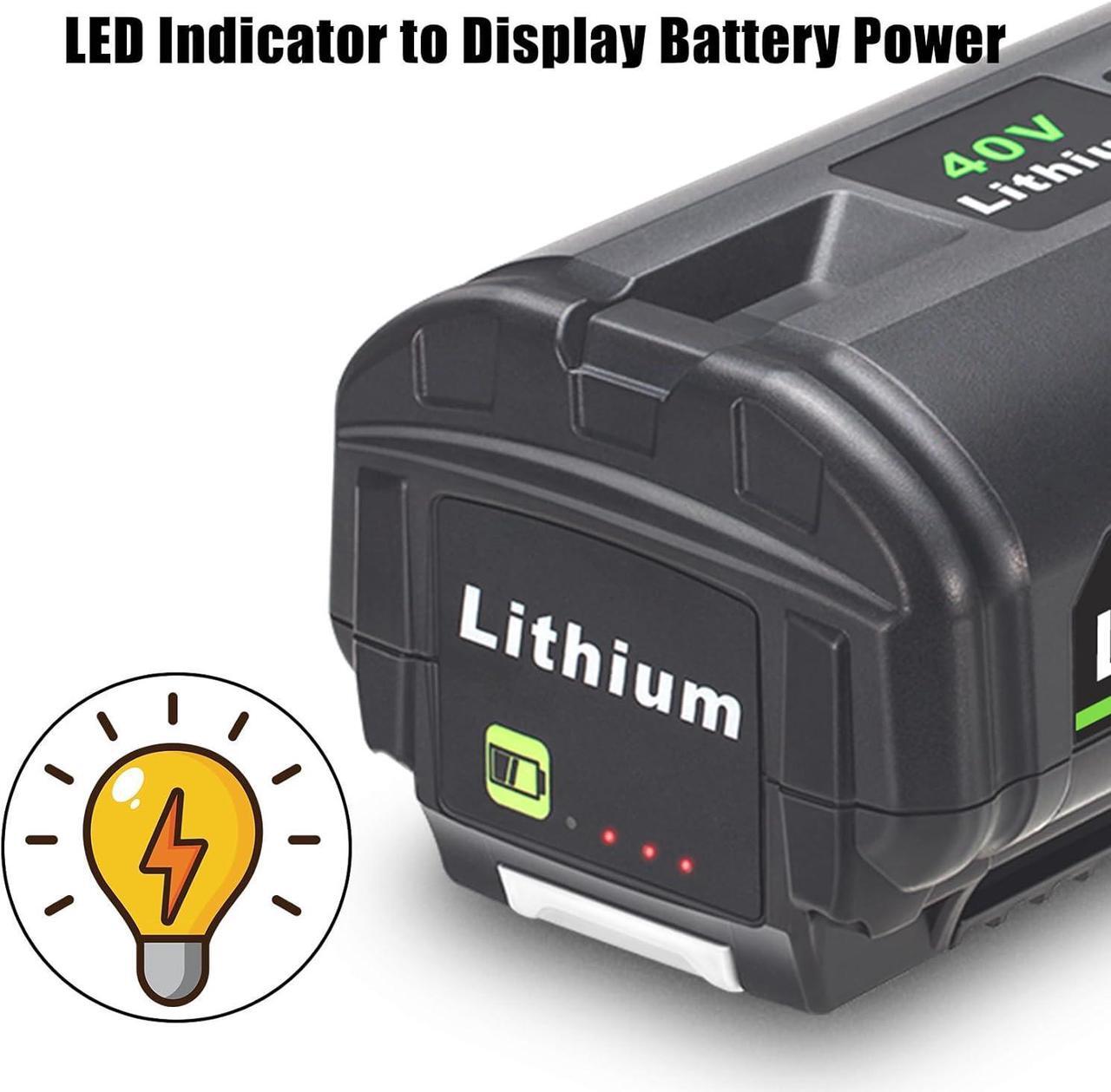 Alt view image 5 of 7 - 2 Packs OP4060A 6.0Ah 40V Battery Replacement for RYOBI 40V Battery OP4040A OP4026 OP4030A OP4050A OP4060A1, Backup 40V Battery Compatible for Ryobi 40V Collection Cordless Power Tools