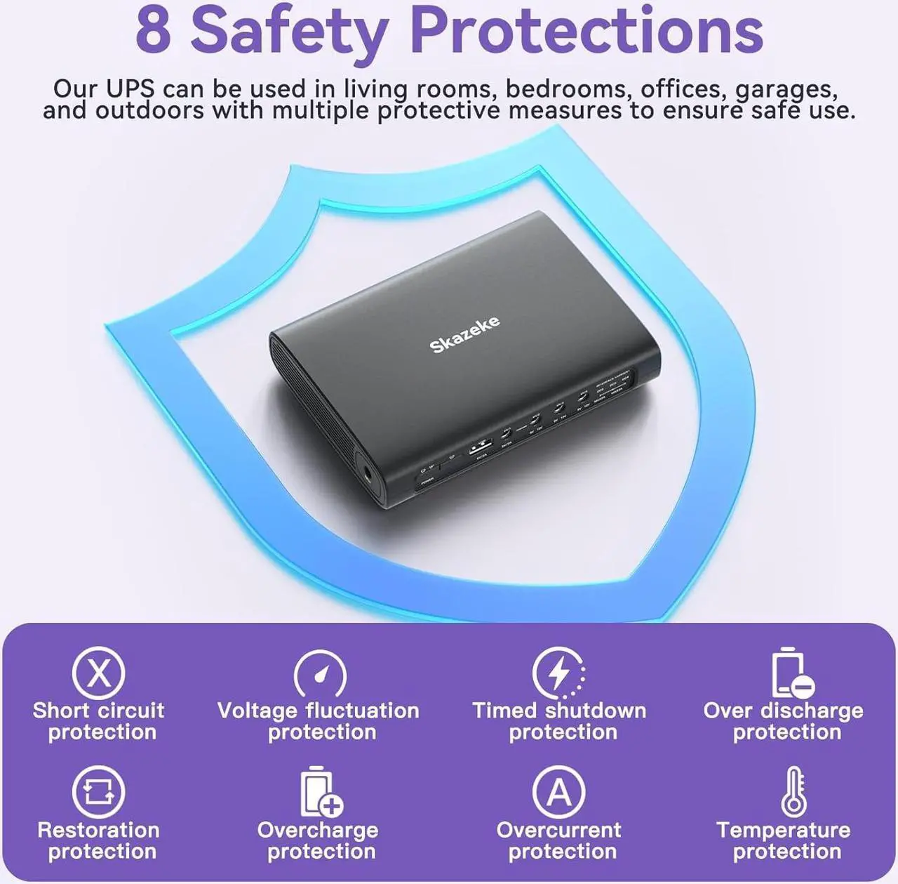 Alt view image 6 of 7 - Mini UPS Uninterrupted Power Supply 20000mAh Lithium ion Backup Battery with DC 12V/9V/5V/3A Output for Wireless Router Modem LED Light CCTV Camera Smartphone and More