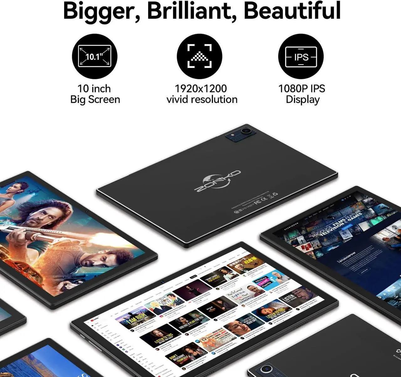 Alt view image 4 of 7 - Android Tablet with Keyboard 16(8+8)GB RAM 128GB ROM 1TB Expand Tablets 10 inch 2.4G/5G WiFi Tablet Android Octa-Core 1920 * 1200 Screen 13MP Camera 7000mAh GPS Bluetooth-Black