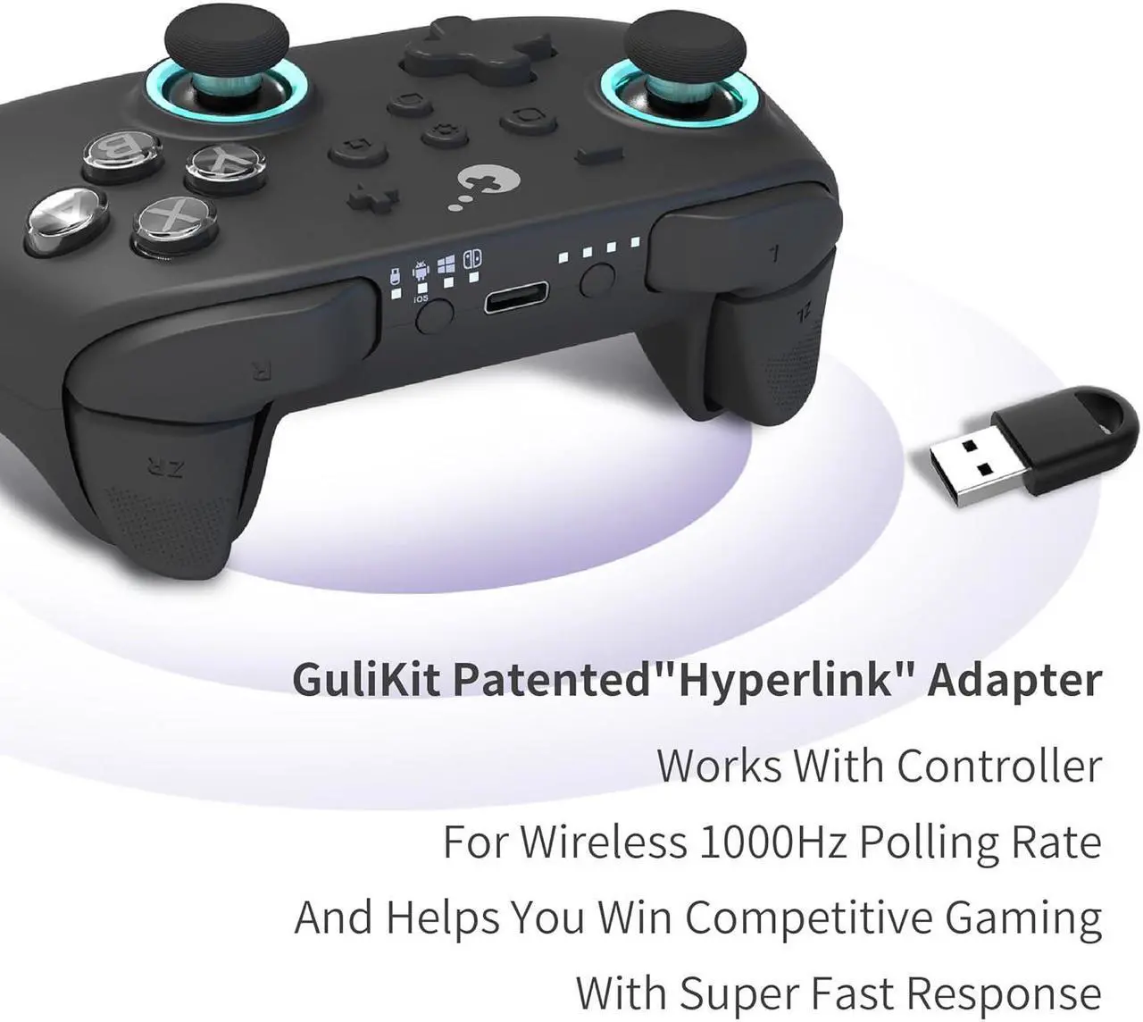 Alt view image 4 of 7 - KK3 MAX Controller,Kingkong 3 Maglev Vibration Motor,Hall Effect Bluetoot/Wired/Wireless Controller with 1000Hz Polling Rate and Level 2200 High Precision Joystick for Windows, Android, iOS (White)