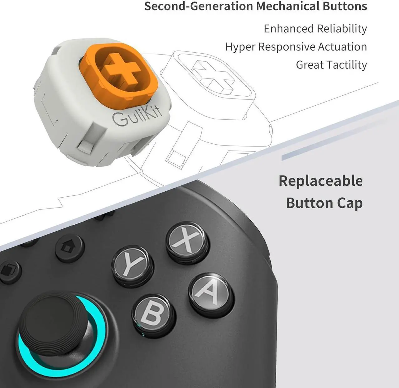 Alt view image 5 of 7 - KK3 MAX Controller,Kingkong 3 Maglev Vibration Motor,Hall Effect Bluetoot/Wired/Wireless Controller with 1000Hz Polling Rate and Level 2200 High Precision Joystick for Windows, Android, iOS (White)