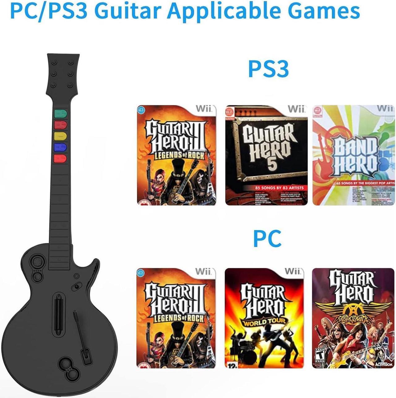Alt view image 2 of 7 - PC Guitar Hero Controller, Wireless PS3 Guitar Hero with Dongle for PC,Playstation 3 Guitar Hero Rock Band Would Tour Clone Hero Games - Black