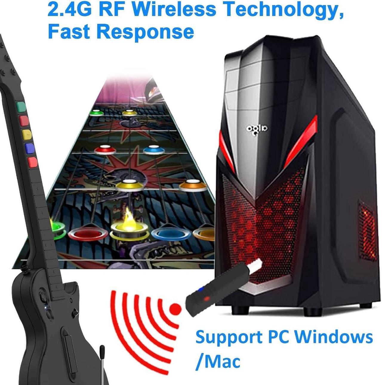 Alt view image 3 of 7 - PC Guitar Hero Controller, Wireless PS3 Guitar Hero with Dongle for PC,Playstation 3 Guitar Hero Rock Band Would Tour Clone Hero Games - Black