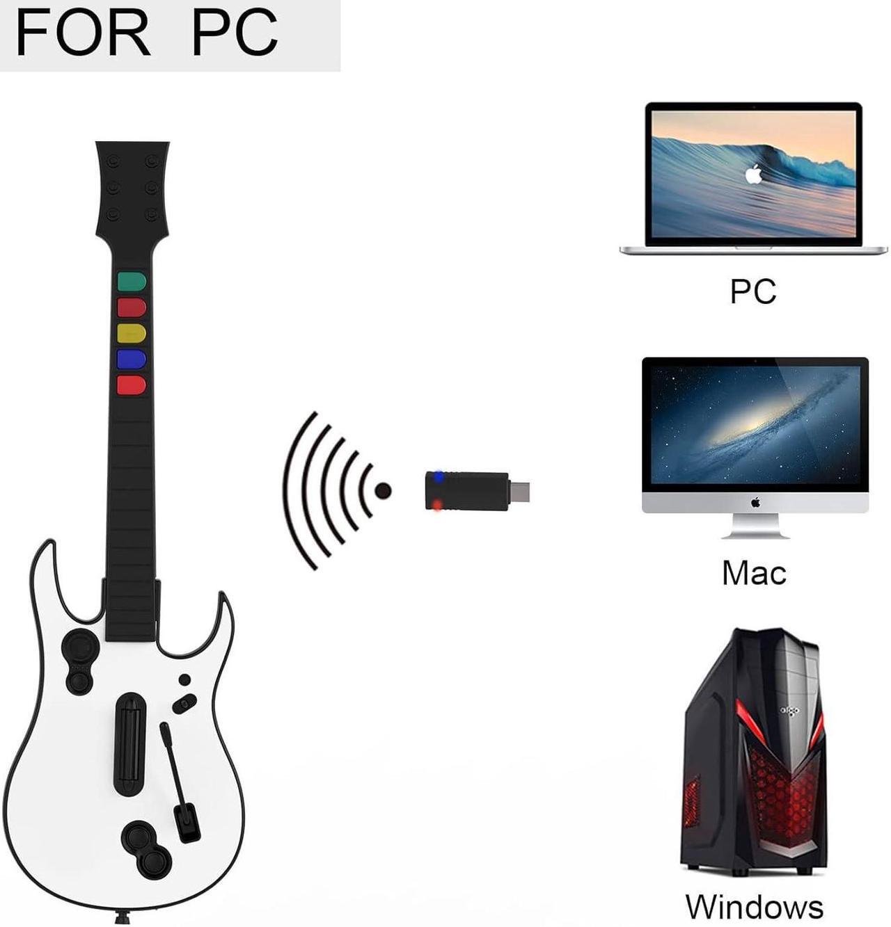 Alt view image 3 of 7 - Guitar Hero Guitar, Wireless PC Guitar Hero Controller for PlayStation 3 PS3 with Dongle for Clone Hero, Rock Band Guitar Hero Games White