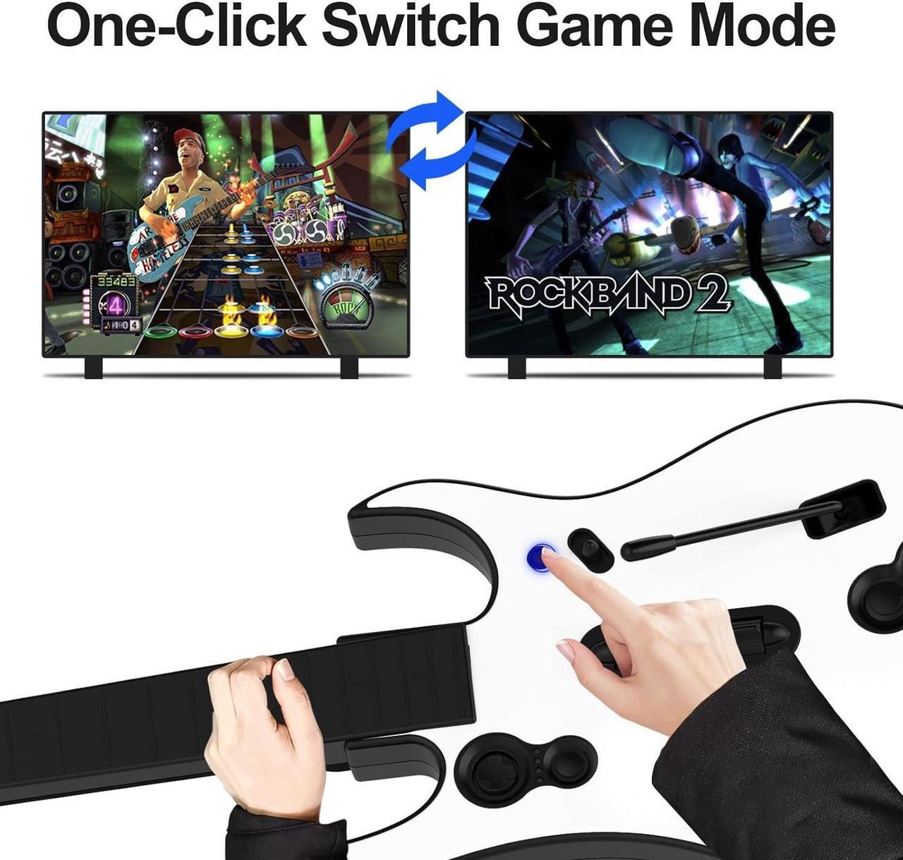 Alt view image 5 of 7 - Guitar Hero Guitar, Wireless PC Guitar Hero Controller for PlayStation 3 PS3 with Dongle for Clone Hero, Rock Band Guitar Hero Games White