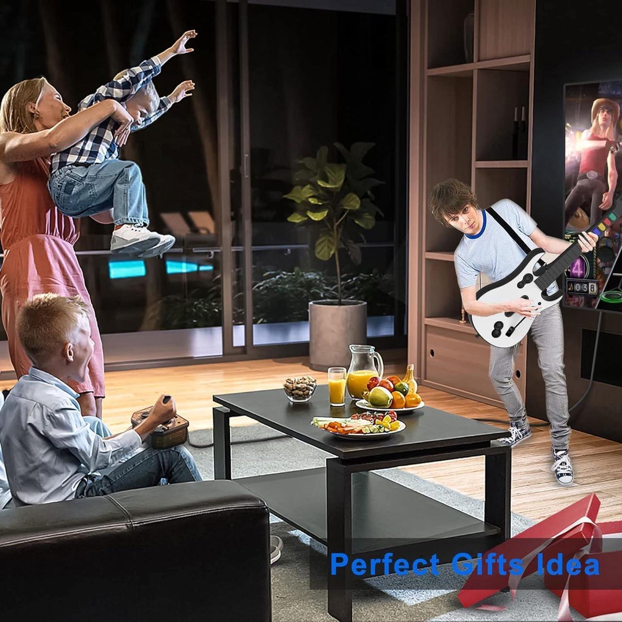 Alt view image 7 of 7 - Guitar Hero Guitar, Wireless PC Guitar Hero Controller for PlayStation 3 PS3 with Dongle for Clone Hero, Rock Band Guitar Hero Games White