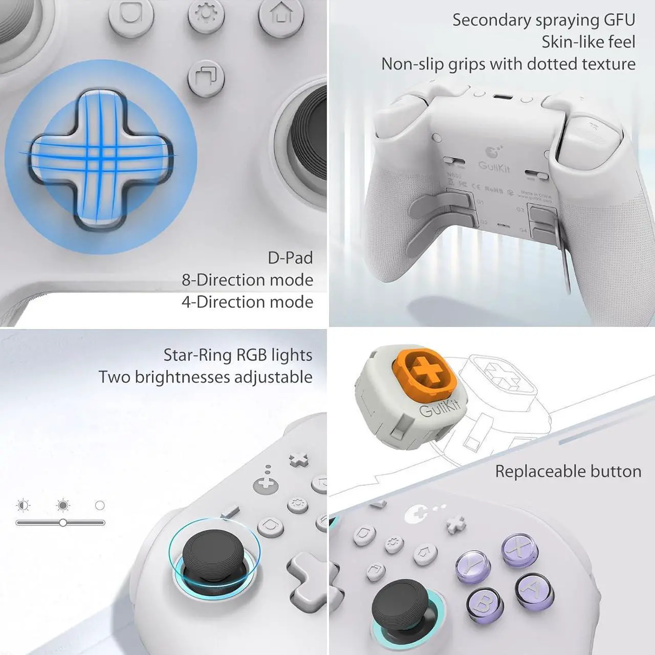 Alt view image 6 of 7 - KK3 Max, Kingkong 3 Max Controller for Switch, 4 Back Buttons, Hall Joysticks & Triggers, Maglev/Rotor/HD Vibration,1000Hz Polling Rate,RGB lights,for Switch/Android/iOS/macOS/Steam Deck