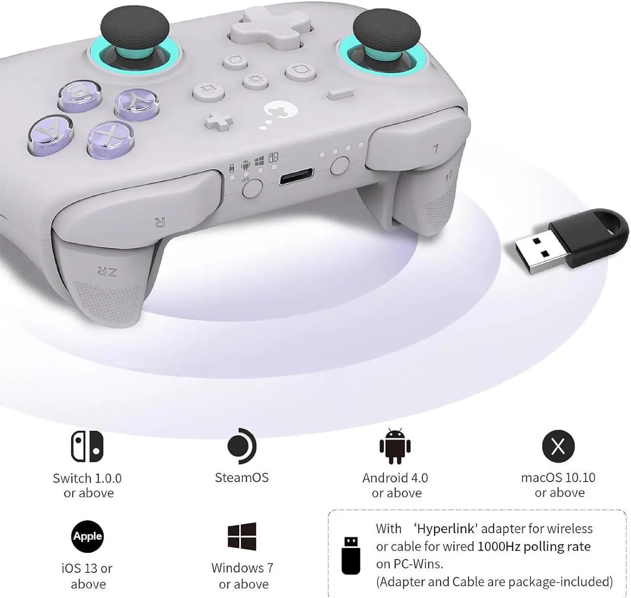 Alt view image 5 of 7 - KK3 Max, Kingkong 3 Max Controller for Switch, 4 Back Buttons, Hall Joysticks & Triggers, Maglev/Rotor/HD Vibration,1000Hz Polling Rate,RGB lights,for Switch/Android/iOS/macOS/Steam Deck