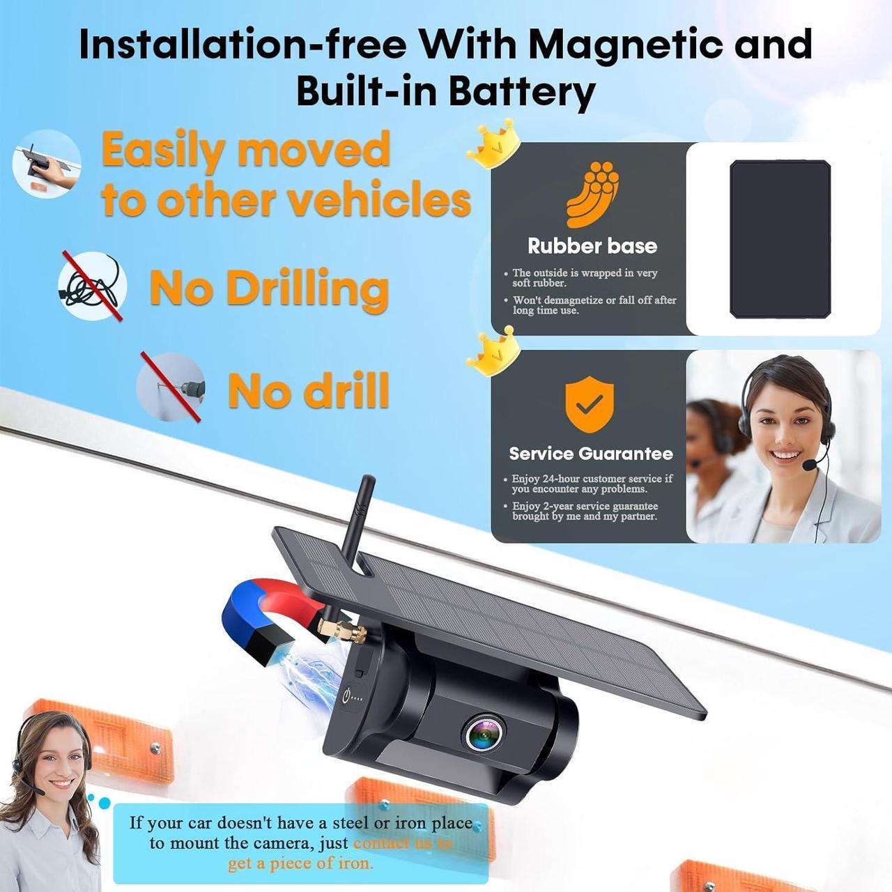 Alt view image 2 of 7 - RV Backup Camera Wireless Portable: Magnetic Scratch-Proof Install-Free 7-Inch Rear View Camera with DVR Recording Monitor - Rechargeable Solar Reverse Camera for Trailer Truck Camper AMTIFO A8