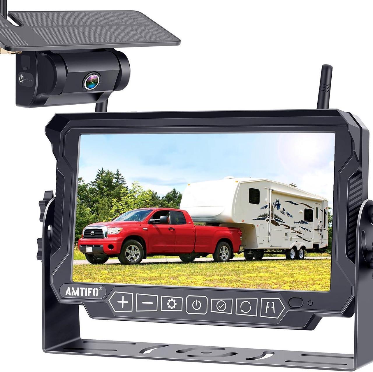 Main image of RV Backup Camera Wireless Portable: Magnetic Scratch-Proof Install-Free 7-Inch Rear View Camera with DVR Recording Monitor - Rechargeable Solar Reverse Camera for Trailer Truck Camper AMTIFO A8