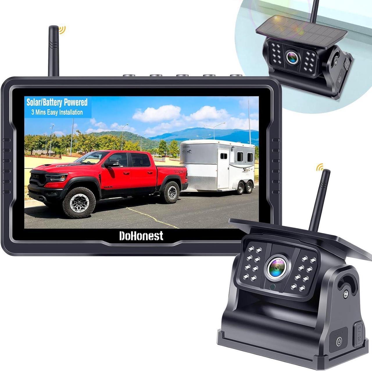 Main image of Wireless Backup Camera Solar Magnetic: Portable Cordless Scratch-Proof Truck Trailer Hitch Rear View Camera HD 1080P No Wiring No Drilling Rechargeable 5''Monitor Kit for Car RV Camper - DoHonest R50