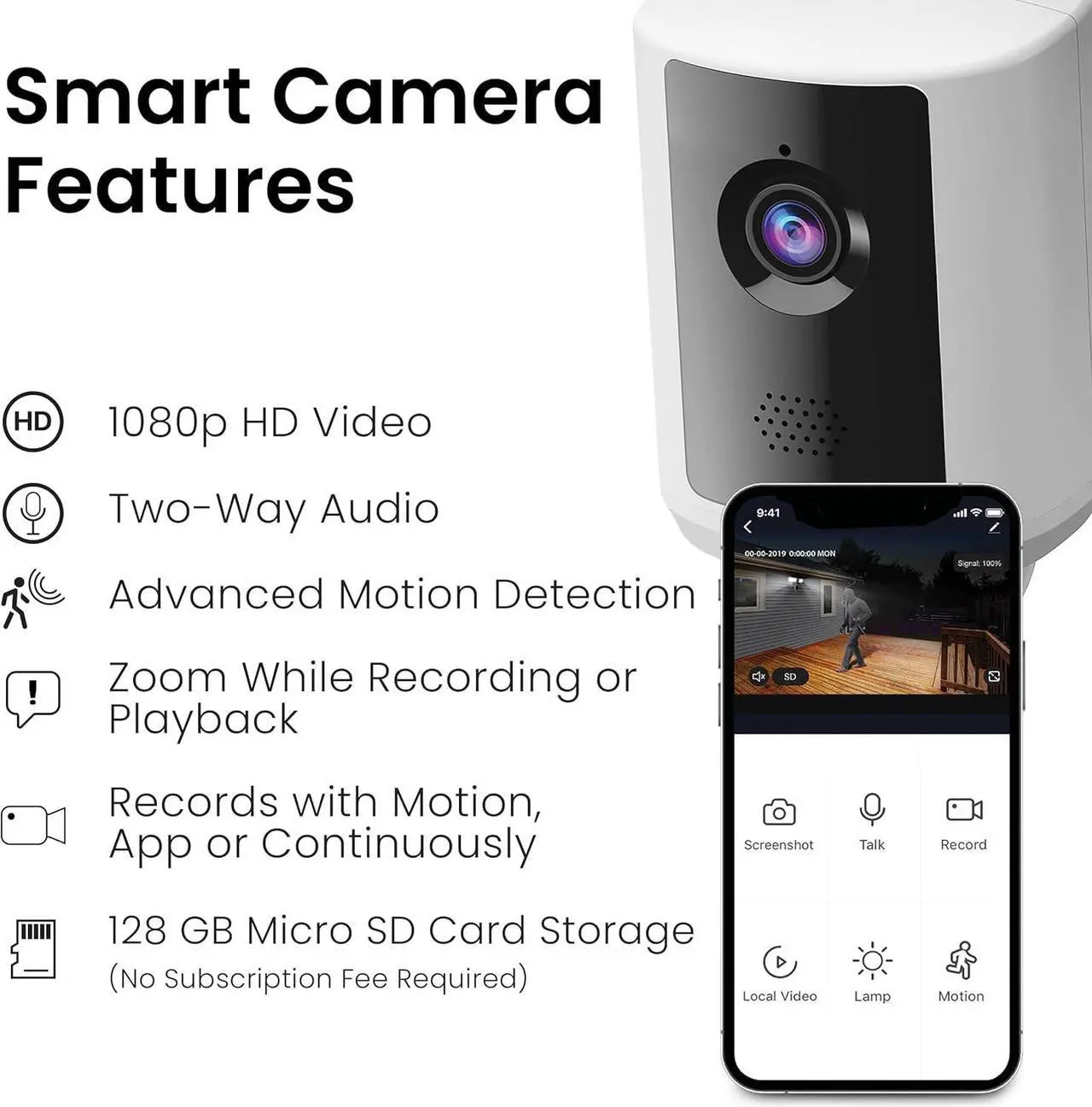 Alt view image 3 of 7 - Electric SEC3000/CAM/WIFI Outdoor LED Smart Security Camera with Motion Sensor, 2-Way Audio, 39-Watt Floodlight, Works with Alexa and Google Asst, Alarm, Hardwired, 128 GB Micro SD Card Storage