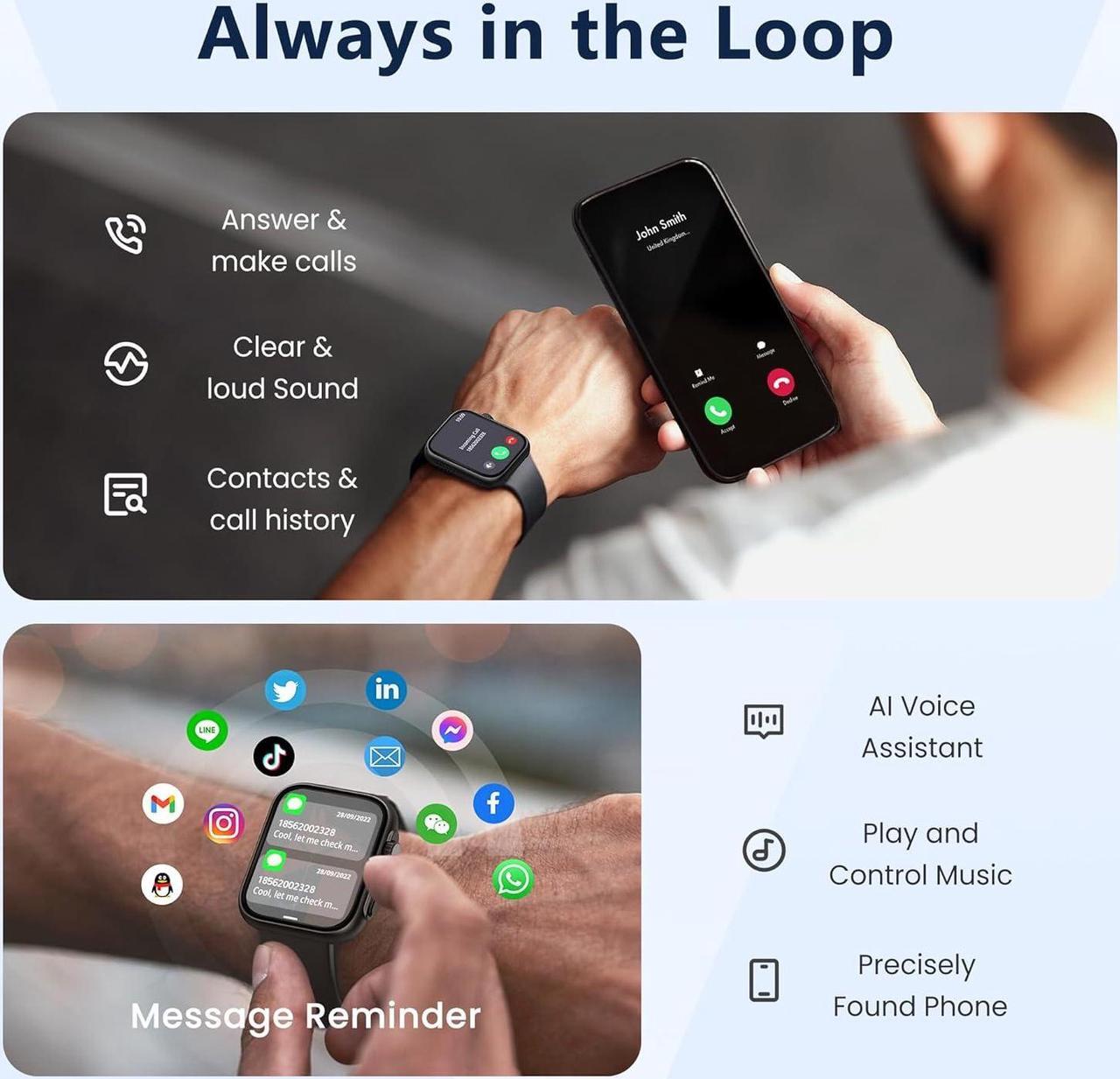 Alt view image 2 of 7 - Smart Watch for Android iPhone [46mm], Answer/Make Call, 24/7 Heart Rate/SpO2/Sleep/Stress Monitor, 120+ Sports Modes, GPS Fitness Tracker, Water Resistant Smartwatch for Women Men (Starlight)