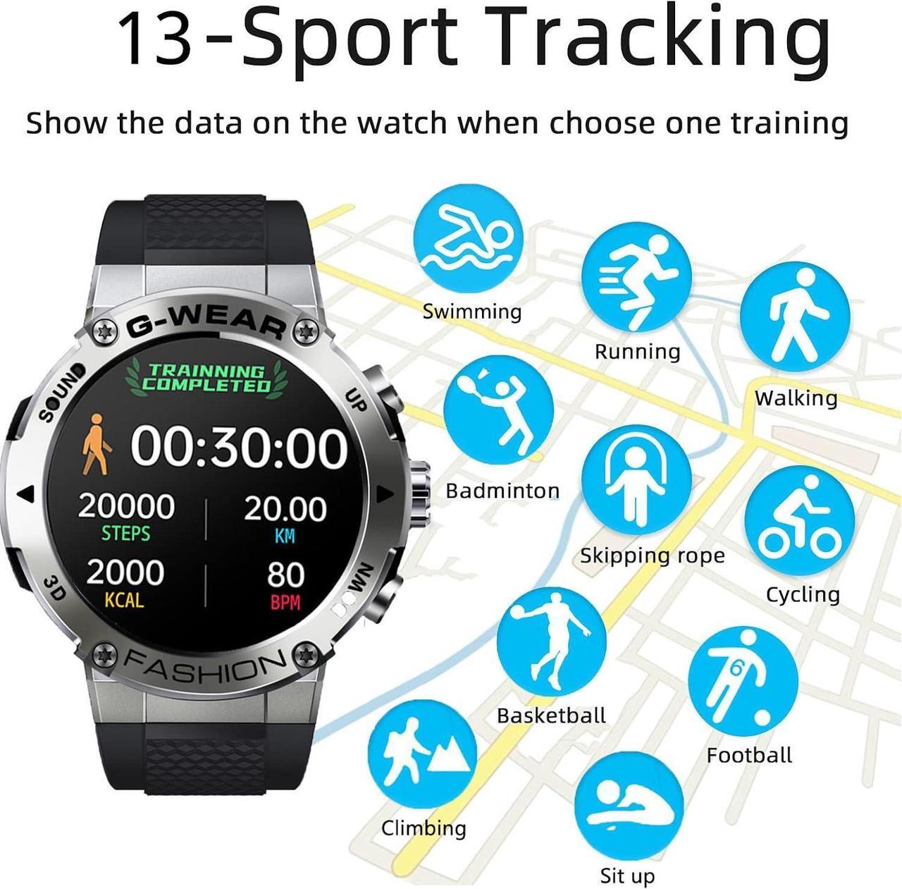 Alt view image 6 of 7 - Smart Watches for Men Activity Fitness Tracker Smartwatch with Bluetooth Call Heart Rate Sleep Monitor Pedometer Waterproof Sport Watch for Android iOS Phone