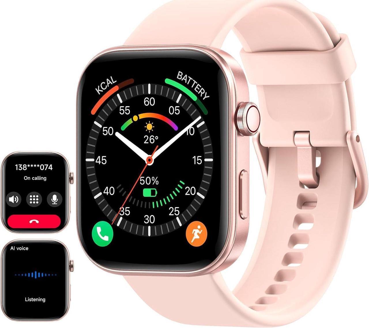 Main image of Smart Watch for Men Women iPhone & Android,1.99" AMOLDE Screen 3ATM Waterproof Fitness Watch with Answer/Make Call AI Voice,24H-Heart Rate/SpO2/BP Monitor,120+ Sports Modes (Black)