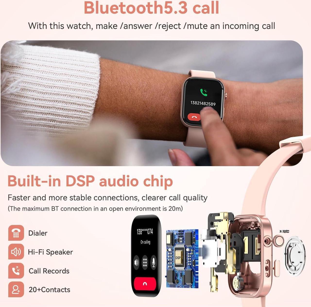 Alt view image 3 of 7 - Smart Watch for Men Women iPhone & Android,1.99" AMOLDE Screen 3ATM Waterproof Fitness Watch with Answer/Make Call AI Voice,24H-Heart Rate/SpO2/BP Monitor,120+ Sports Modes (Black)