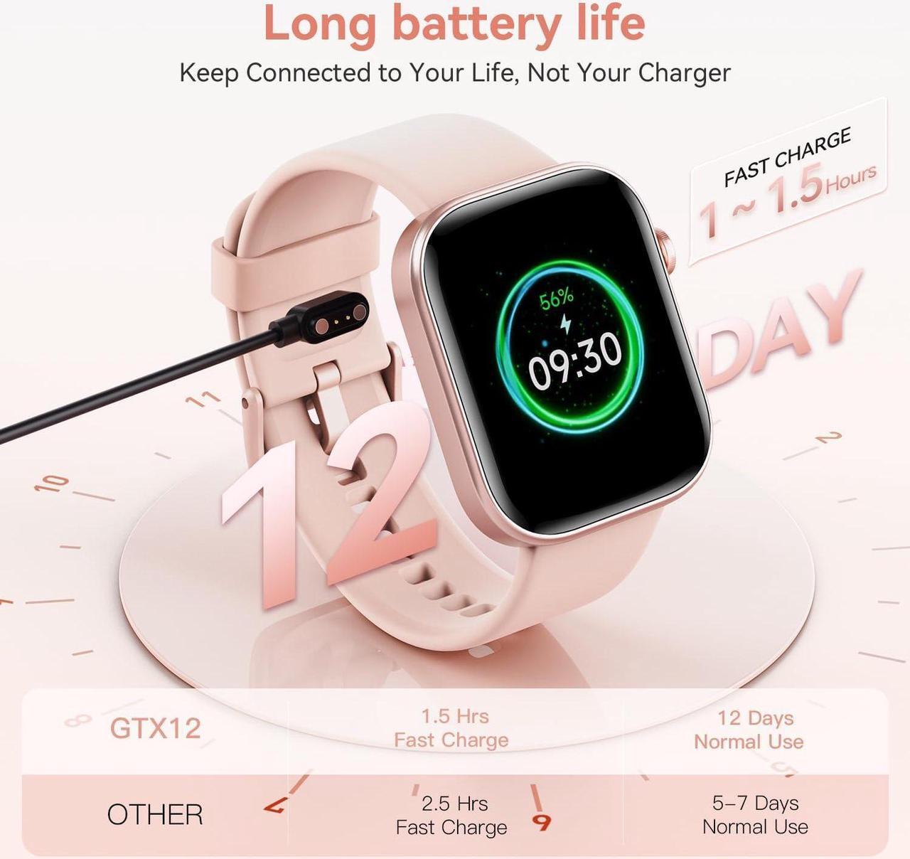 Alt view image 7 of 7 - Smart Watch for Men Women iPhone & Android,1.99" AMOLDE Screen 3ATM Waterproof Fitness Watch with Answer/Make Call AI Voice,24H-Heart Rate/SpO2/BP Monitor,120+ Sports Modes (Black)