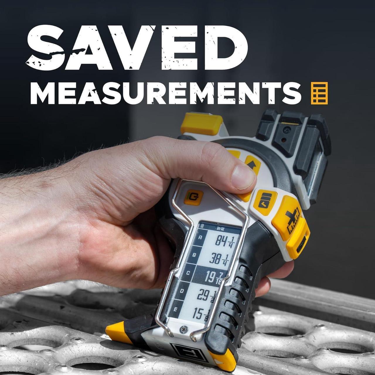 Alt view image 2 of 7 - T1 Tomahawk Digital Tape Measure - Professional Accurate Measuring Tool, Green Laser, E-Paper Measuring List, Measurements Shared Over Bluetooth, Replaceable Blades