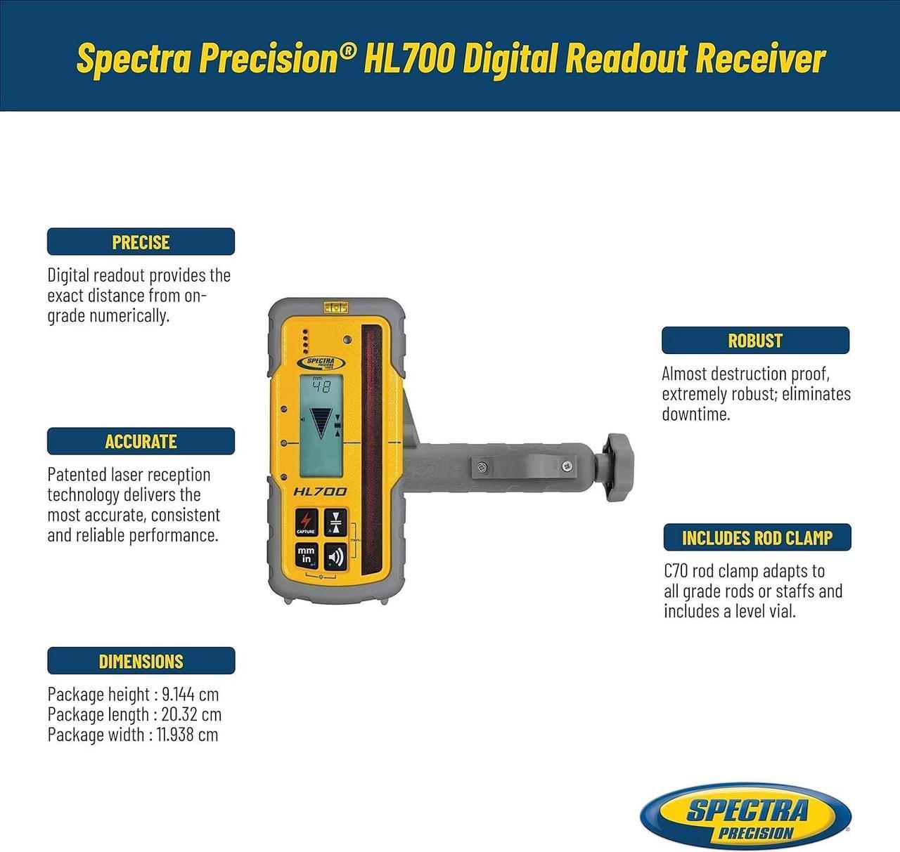 Alt view image 2 of 7 - HL700 Digital Readout Receiver for Basic &Advanced Performance, Huge 5 in (12.7 cm) Reception Height, Front &Rear LCD Displays, Waterproof and Weatherproof