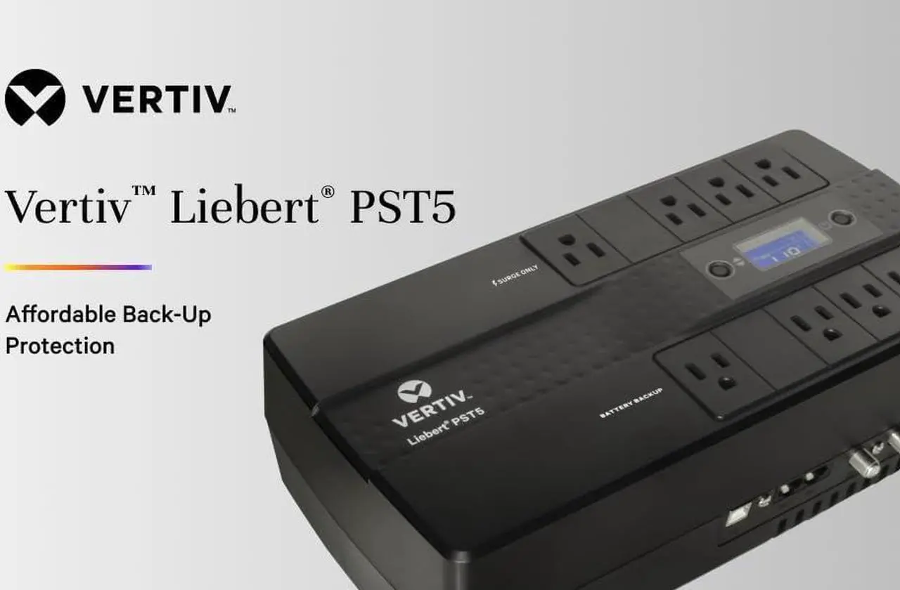 Alt view image 5 of 6 - Vertiv Liebert PST5 UPS - 850VA/500W 120V Standby Power, 8 Outlets, Battery Backup with Surge Protection, LCD Screen, Energy Star Certified, 3 Year Warranty, Free Shutdown Software (PST5-850MT120)