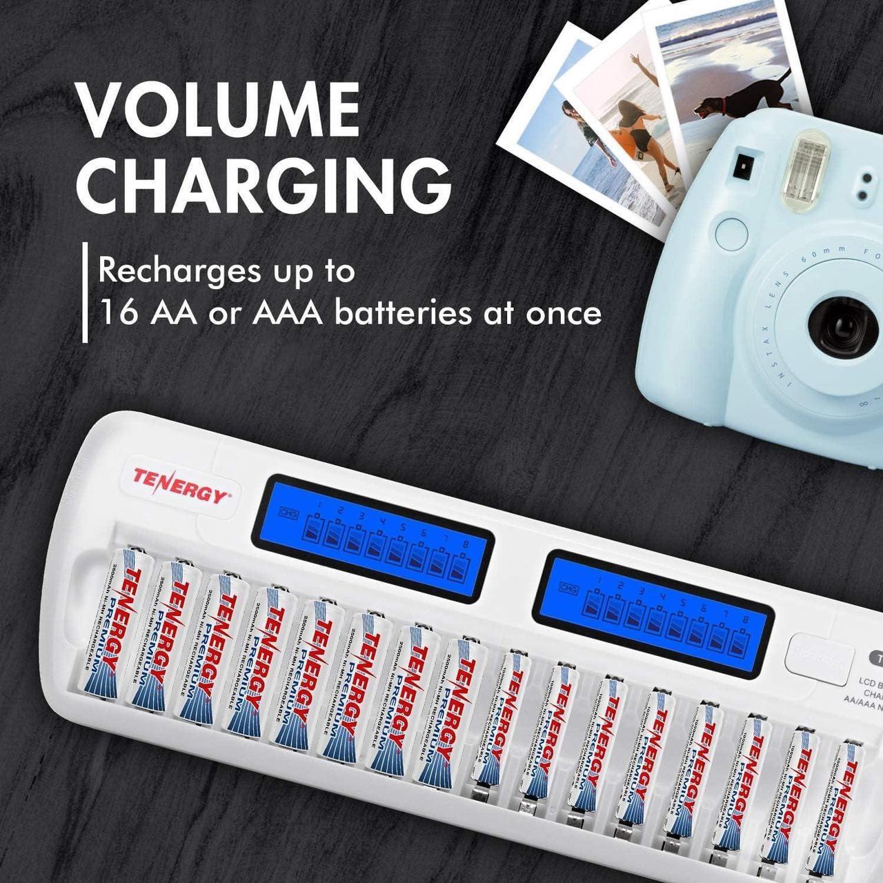 Alt view image 5 of 7 - 16 Pack Premium Pro AA Rechargeable Batteries and TN438 16 Bay Battery Charger, Bulk Quantity Rechargeable AA Power