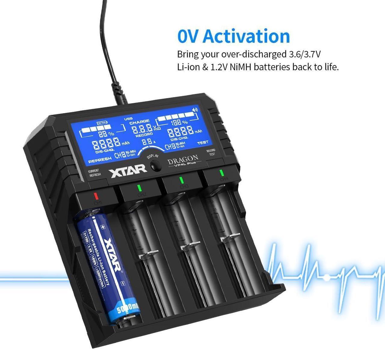 Alt view image 5 of 7 - VP4L Plus Charger 4-Slots Intelligent Universal Battery Charger Analyzer tester for 14500 18650 21700 26650 32650 AAA AA C D Batteries 11.1V /3S Battery Pack