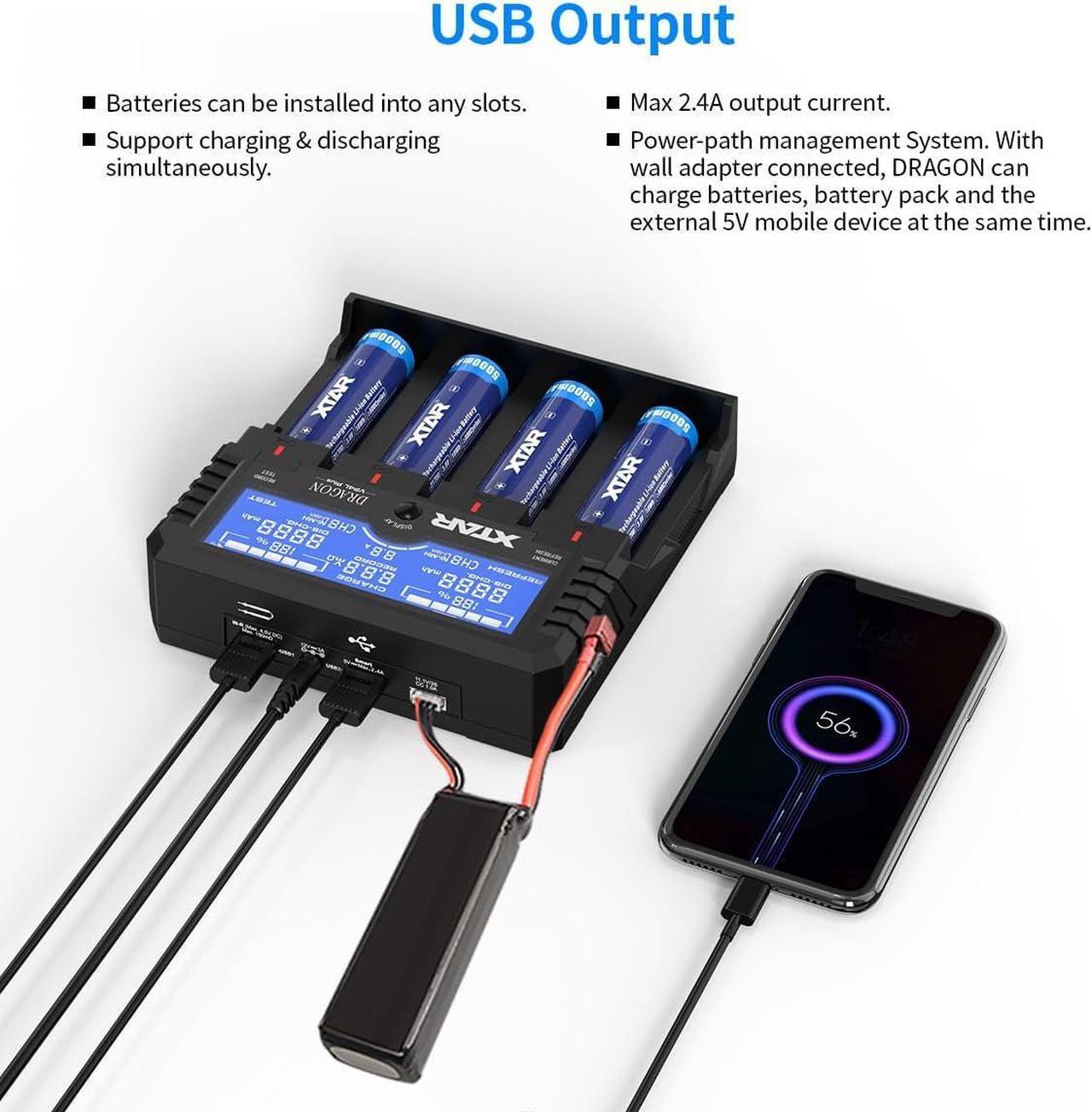 Alt view image 7 of 7 - VP4L Plus Charger 4-Slots Intelligent Universal Battery Charger Analyzer tester for 14500 18650 21700 26650 32650 AAA AA C D Batteries 11.1V /3S Battery Pack