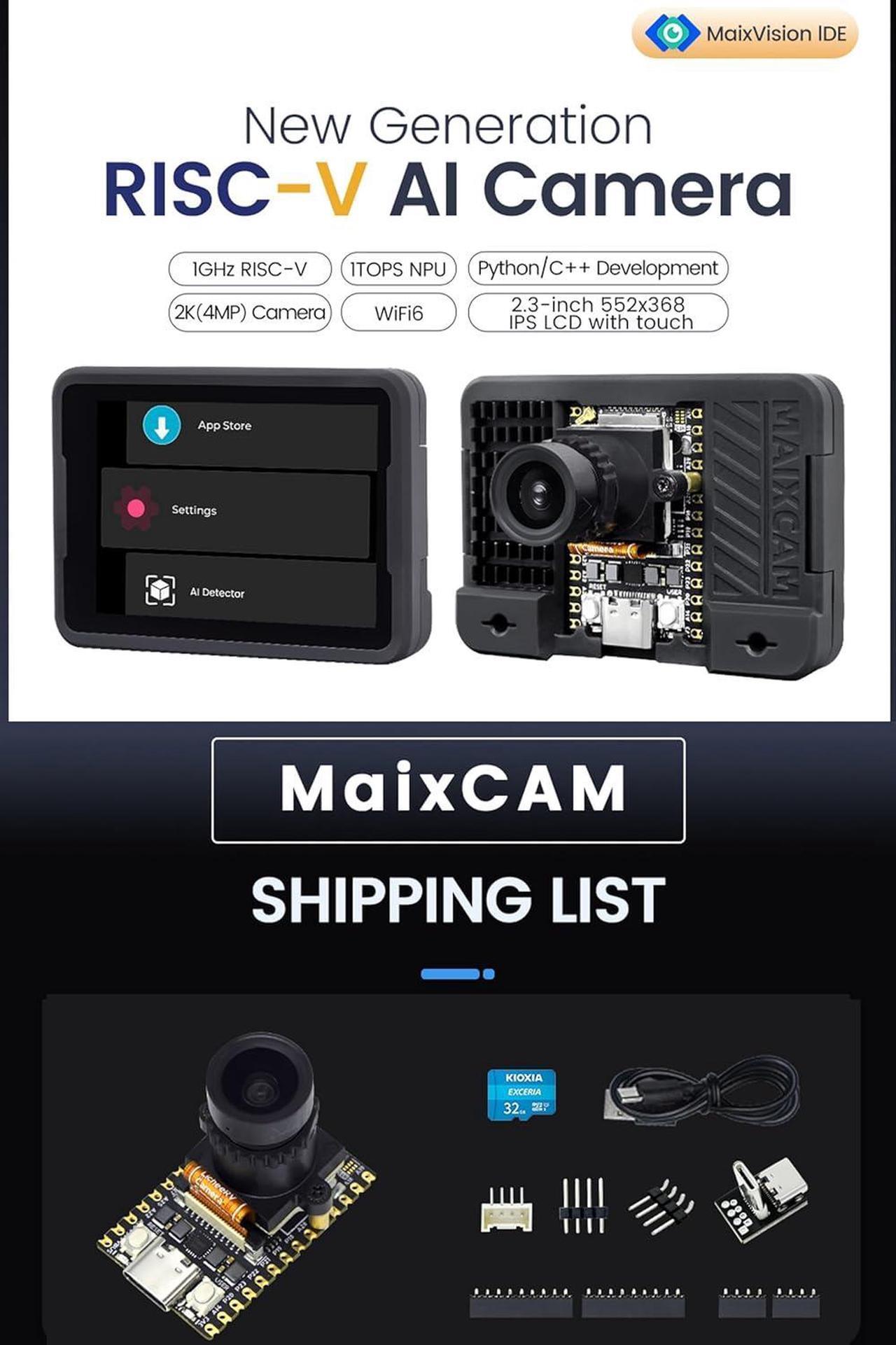 Alt view image 4 of 7 - 1TOPS NPU RISCV Development Board, 256MB DDR3 C906 RISC-V CPU SBC, AI Smart Vision Sensor for AI Face Recognition/Object Tracking, Support Phython C/C++ Programming (MaixCAM Module)