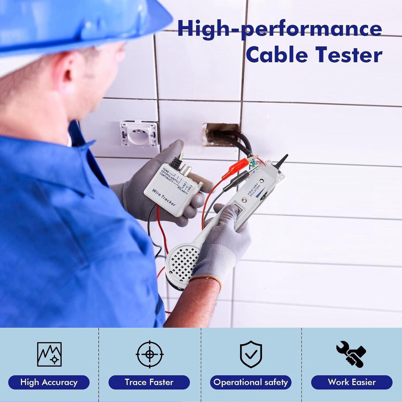 Alt view image 2 of 7 - Tone Generator Kit, Wire Tracer Circuit Tester, 200EP High Accuracy Cable Toner Detector Finder Tester,Inductive Amplifier and Probe Kit with Adjustable Volume for Network Cable Collation